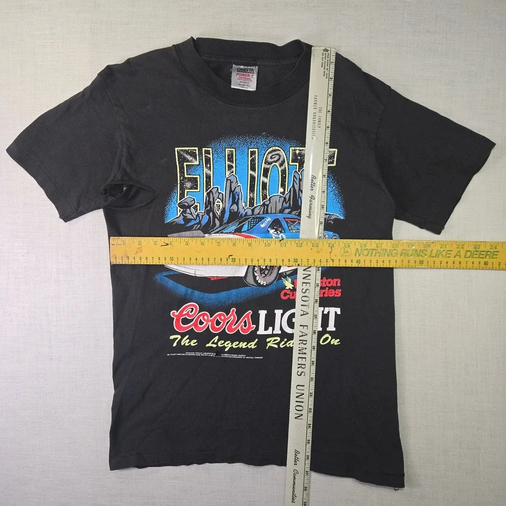 VTG Nascar Coors Light T-Shirt Bill Elliott Racing Oneita Men's Medium Black USA